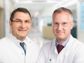 Fortbildung Mitanand (© Johannes Lehner) Foto von den Chefärzten Prof. Dr. Norbert Weigert von der I. und Prof. Dr. Sebastian Maier von der II. Medizinischen Klinik